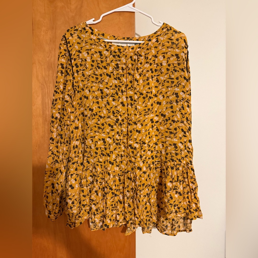 Anthropologie Maeve Plus Size Floral Yellow Blouse